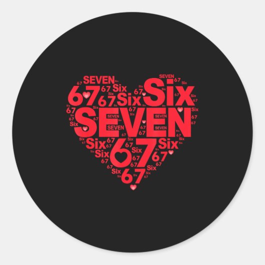 Sticker Rond Valentine’s Day Funny 67 Meme Six Seven 6 7 Valent (Devant)