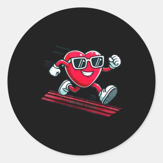 Sticker Rond Valentine’s Day Love Heart Runner Track Running  (Devant)