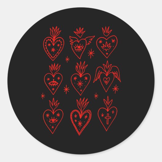 Sticker Rond Valentine’s Day Mexican Milagro Gothic Goth Sacred (Devant)