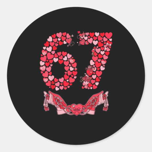 Sticker Rond Valentine’s Day Six Seven 67 Funny Meme 6 7 Valent (Devant)
