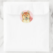 Sticker Rond Valentine Shiba rose Inu (Sac)