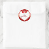Sticker rond Valentines avec Bow rouge et dentelle (Sac)