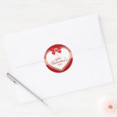 Sticker rond Valentines avec Bow rouge et dentelle (Enveloppe)