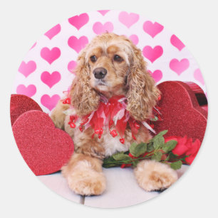 Sticker Rond Valentines - cocker - Bella