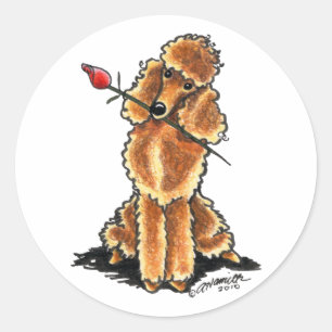 Sticker Rond Valentines d'amoureux de caniche d'abricot
