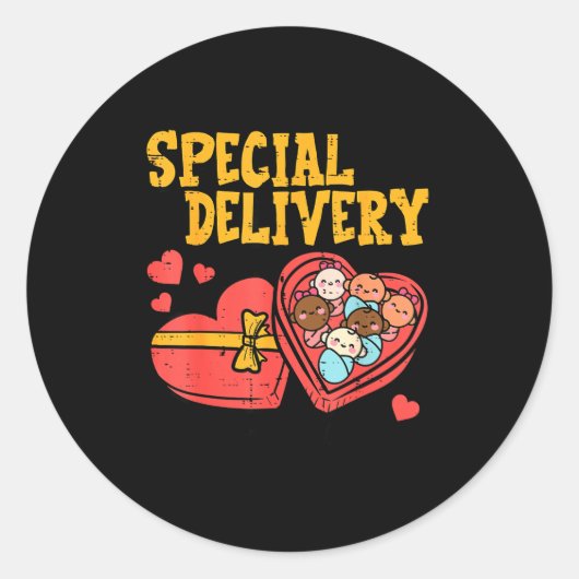 Sticker Rond Valentines Day Baby Special Labor Delivery Nurse W (Devant)