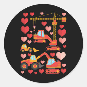 Sticker Rond Valentines Day Boys Camion Enfants Coeurs bébé