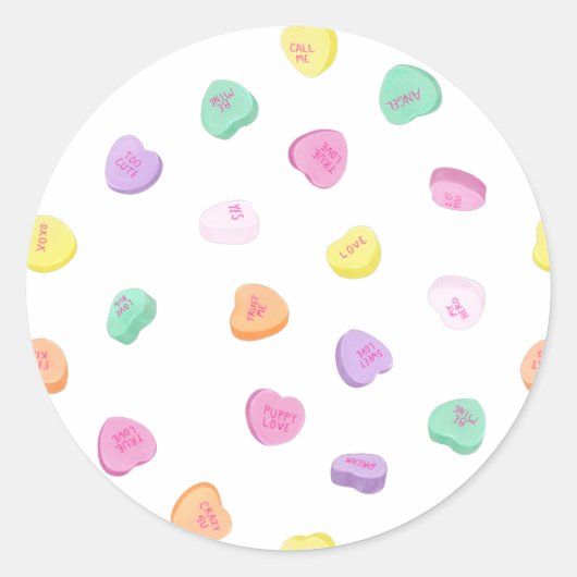 Sticker Rond Valentines Day Candy Hearts Motif (Devant)