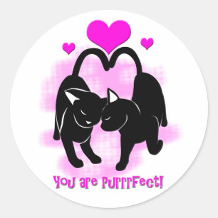 Sticker Rond Valentines Day Cats