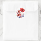 Sticker Rond Valentine's Day Cherub Heart Red White (Sac)
