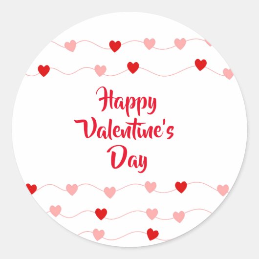 Sticker Rond Valentines Day Coeurs rose et rouge (Devant)