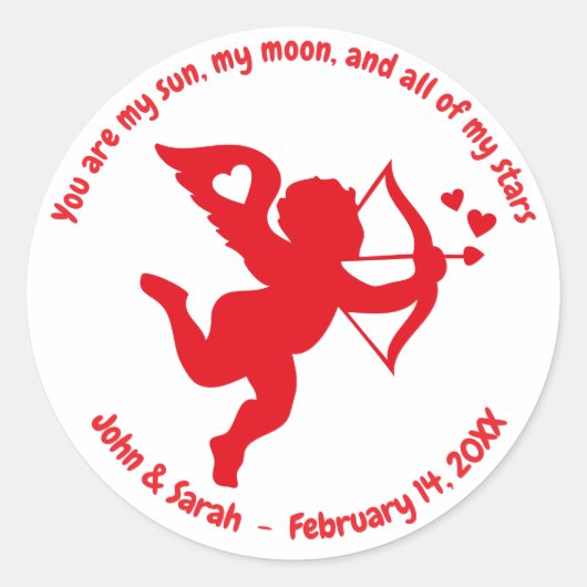 Sticker Rond Valentine's Day Cupid Heart (Devant)