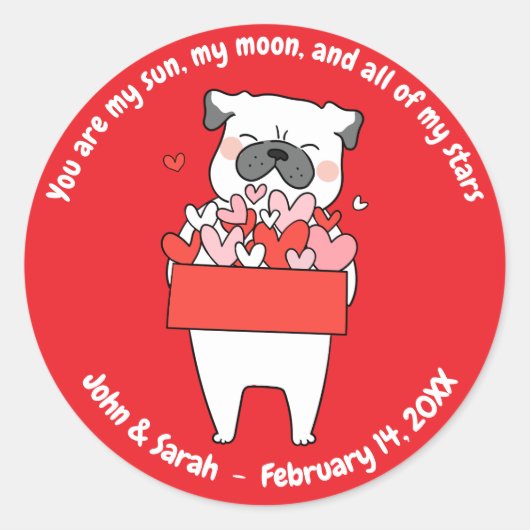 Sticker Rond Valentine's Day Dog Heart (Devant)