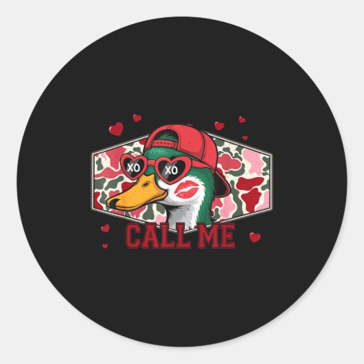 Sticker Rond Valentine's Day Duck Hunting Camo Call Me Toddler  (Devant)