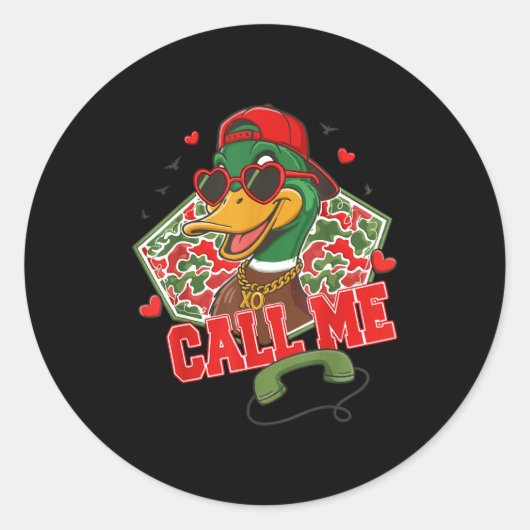 Sticker Rond Valentine's Day Duck Hunting Camo Call Me Toddler  (Devant)