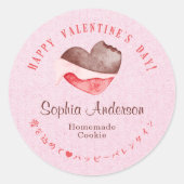 Sticker Rond Valentine's Day Heart Chocolate Pink Kraft (Devant)