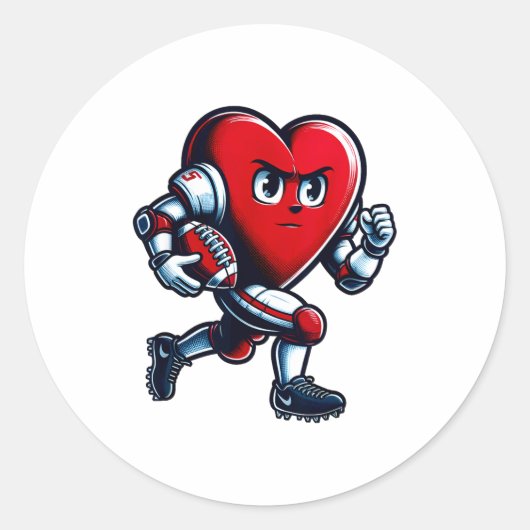 Sticker Rond Valentines Day Heart Football Player Team Srts (Devant)
