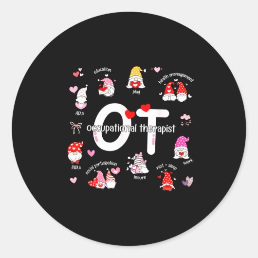 Sticker Rond Valentines Day Heart Occupational Therast Ot Thera (Devant)
