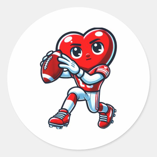 Sticker Rond Valentines Day Heart Quarterback Football Srts (Devant)