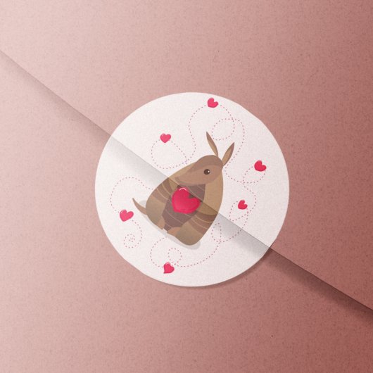 Sticker Rond Valentine's Day Heart Texas Armadillo