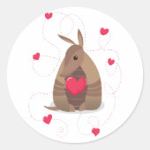 Sticker Rond Valentine's Day Heart Texas Armadillo (Devant)