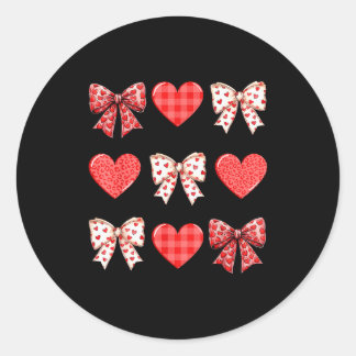 Sticker Rond Valentines Day Hearts Leopard Coquette Bow Women G