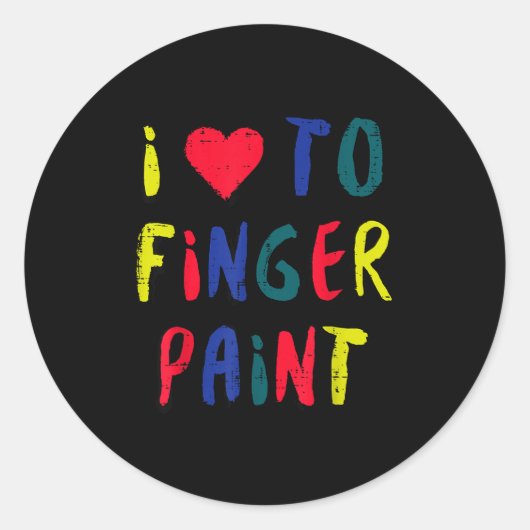 Sticker Rond Valentines Day I Love To Finger Paint Matching Cou (Devant)