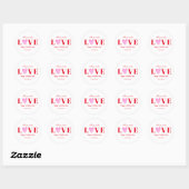 Sticker Rond Valentines Day Love Script Rouge Blanc (Feuille)