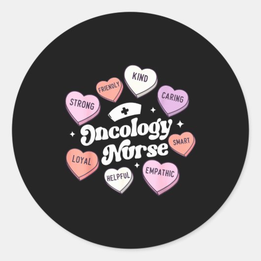 Sticker Rond Valentines Day Oncology Nurse Cancer Suprt Groovy (Devant)