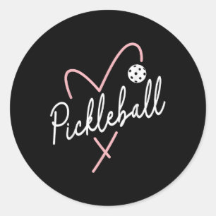 Sticker Rond Valentines Day Pickleball Coeur drôle Forme de coe