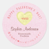 Sticker Rond Valentine's Day Pink Kraft Heart Candy Hugs (Devant)
