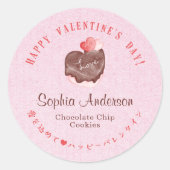Sticker Rond Valentine's Day Pink Kraft Heart Chocolate Cake (Devant)