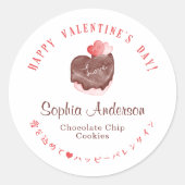 Sticker Rond Valentine's Day Pink Red Heart Chocolate Cake Cute (Devant)