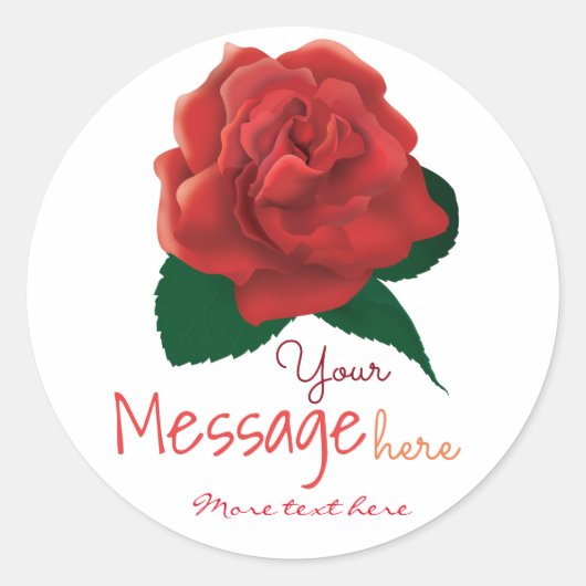 Sticker Rond Valentine's day Red rose personnalisé texte autoco (Devant)