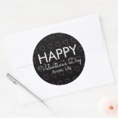 Sticker Rond Valentines Day Scribble Hearts rose noir (Enveloppe)