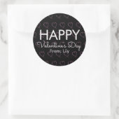 Sticker Rond Valentines Day Scribble Hearts rose noir (Sac)