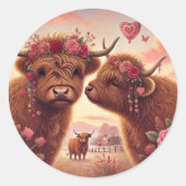 Sticker Rond Valentines de vache des Highlands (Devant)