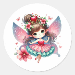 Sticker Rond Valentines Fée adorable