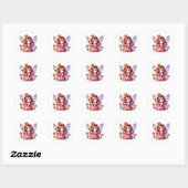 Sticker Rond Valentines Fée adorable (Feuille)
