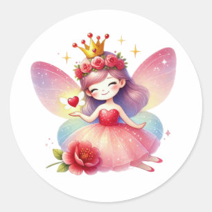 Sticker Rond Valentines Fée adorable