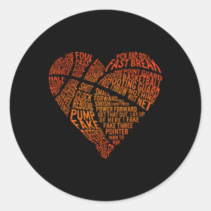 Sticker Rond Valentines Heart Basketball Hoops Romance Fun Bask