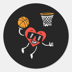 Sticker Rond Valentines Jour Basketball mignon Sports Hommes Ga