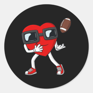 Sticker Rond Valentines Jour Coeur Football Receveur Tight End