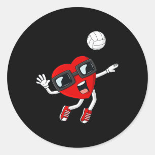 Sticker Rond Valentines Jour Coeur Volleyball Amusants Garçons 
