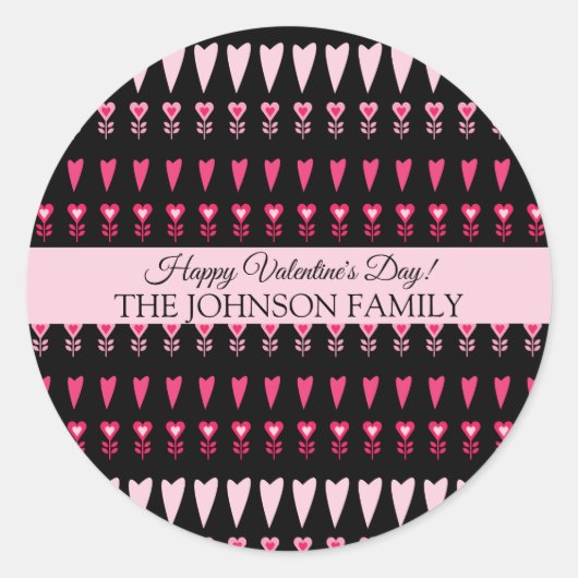 Sticker Rond Valentines Jour Coeurs Fleurs Motif (Devant)