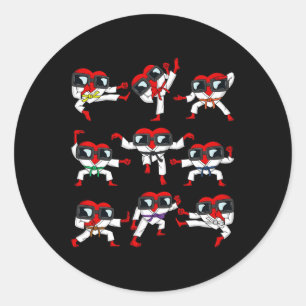 Sticker Rond Valentines Jour Coeurs Karate Martial Arts Garçons
