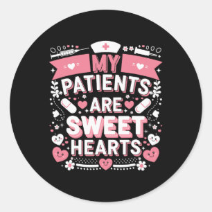 Sticker Rond Valentines Jour Coeurs sucrés Infirmière Amour Mon