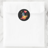 Sticker Rond Valentines Jour Espace Astronaut Coeur ballon (Sac)