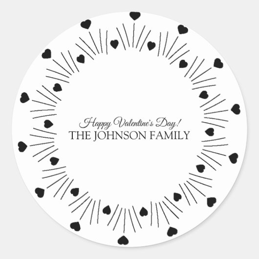 Sticker Rond Valentines Jour Fête Main Tirée Coeurs Circulaire (Devant)