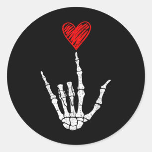 Sticker Rond Valentines Jour Je T'Aime Main Signer Al Coeur Fem